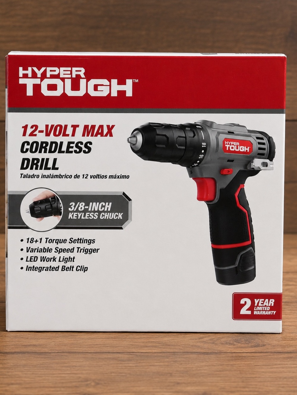 Hyper Tough 12-Volt Max Cordless Drill – Black & Red